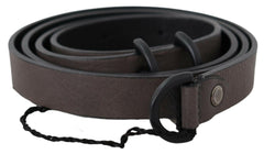 Costume National Brown Leather Skinny Round Buckle Belt -   -  Costume National.