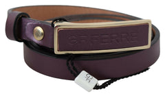 GF Ferre Gold Logo Buckle Waist Leather Skinny Belt -   -  GF Ferre.