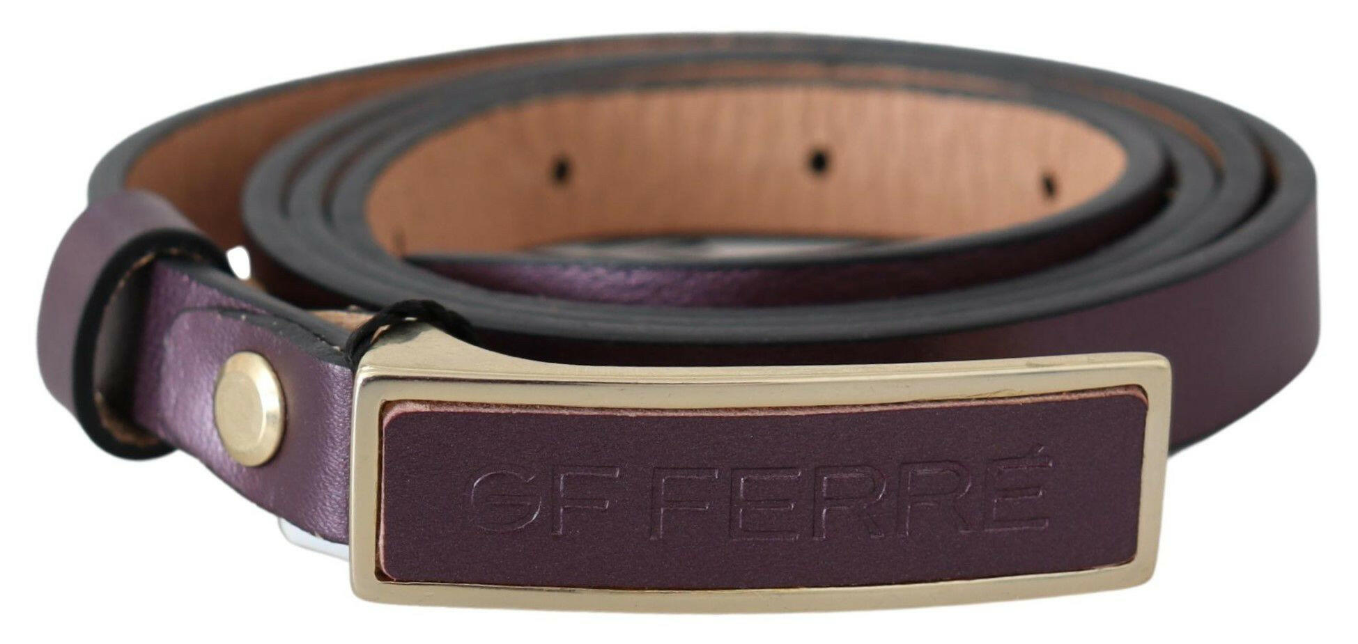 GF Ferre Gold Logo Buckle Waist Leather Skinny Belt -   -  GF Ferre.