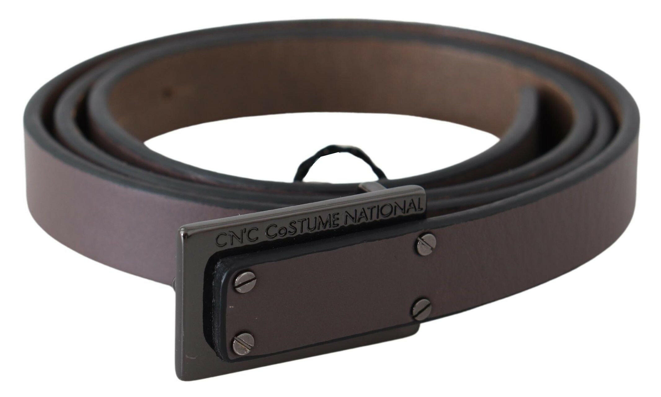 Costume National Brown Leather Tactical Logo Buckle Dark -   -  Costume National.