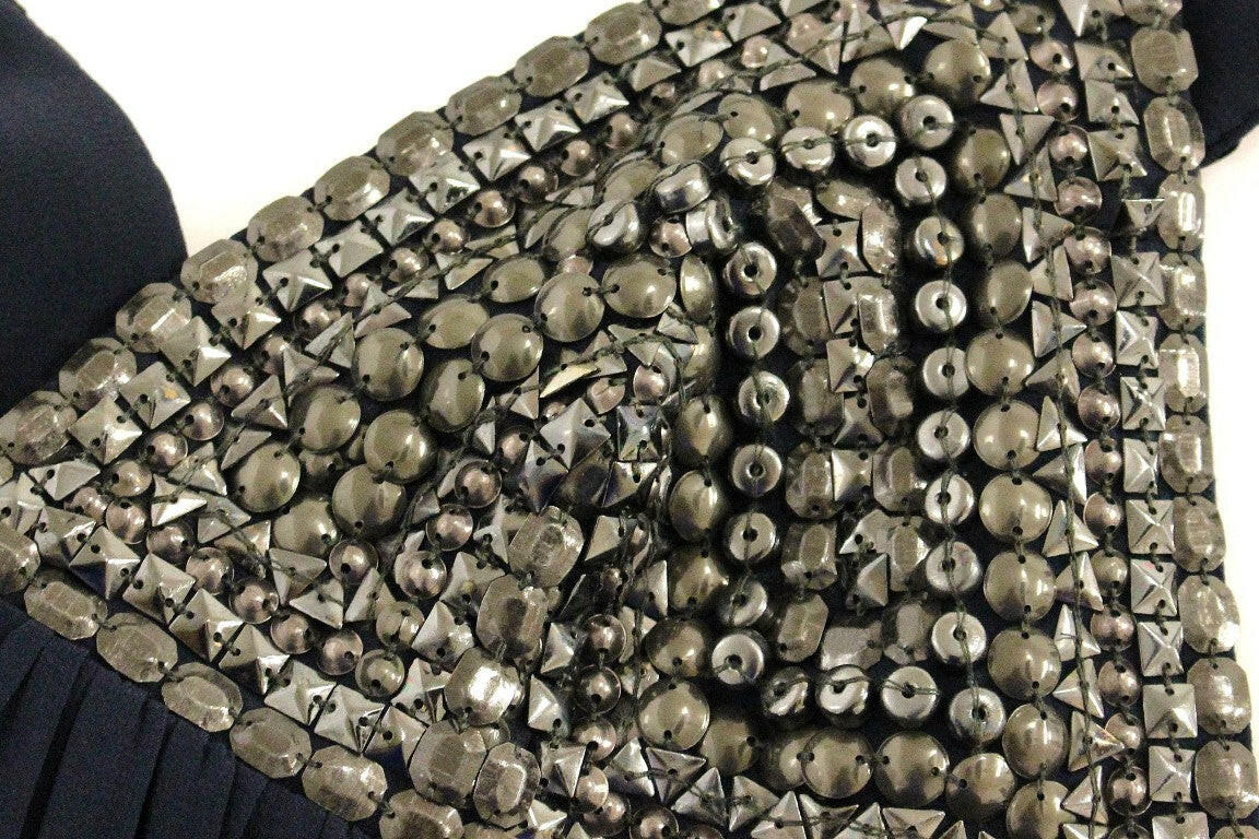 Anaikka Navy Blue Studs Embellished Top Blouse -   -  Anaikka.