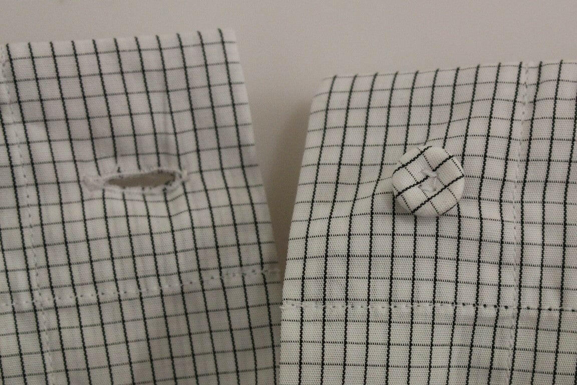 Andrea Incontri White Checkered Stretch Cotton Shorts -   -  Andrea Incontri.