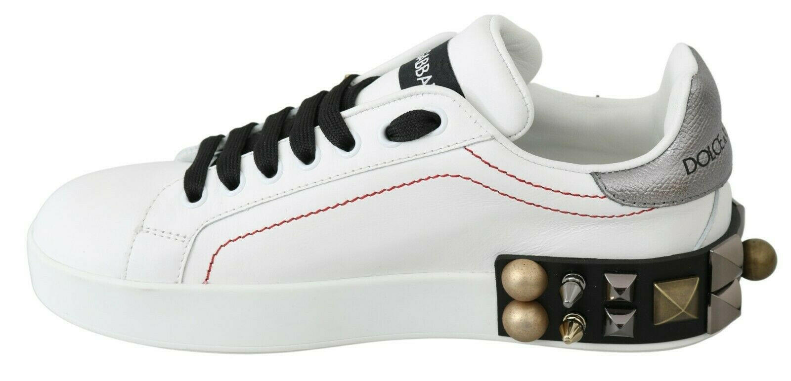 Dolce & Gabbana White Leather Crystal Roses Floral Sneakers Shoes -   -  Dolce & Gabbana.