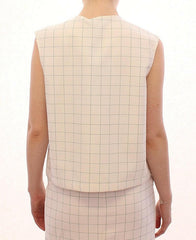 Andrea Incontri White Cotton Checkered Shirt Top -   -  Andrea Incontri.