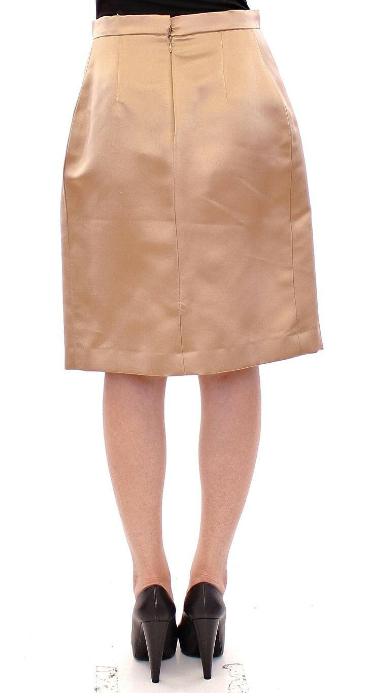Andrea Incontri Brown Silk Solid Mini Pleated Skirt -   -  Andrea Incontri.
