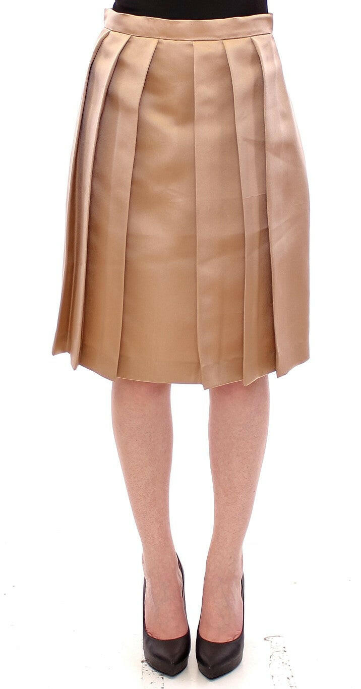 Andrea Incontri Brown Silk Solid Mini Pleated Skirt -   -  Andrea Incontri.