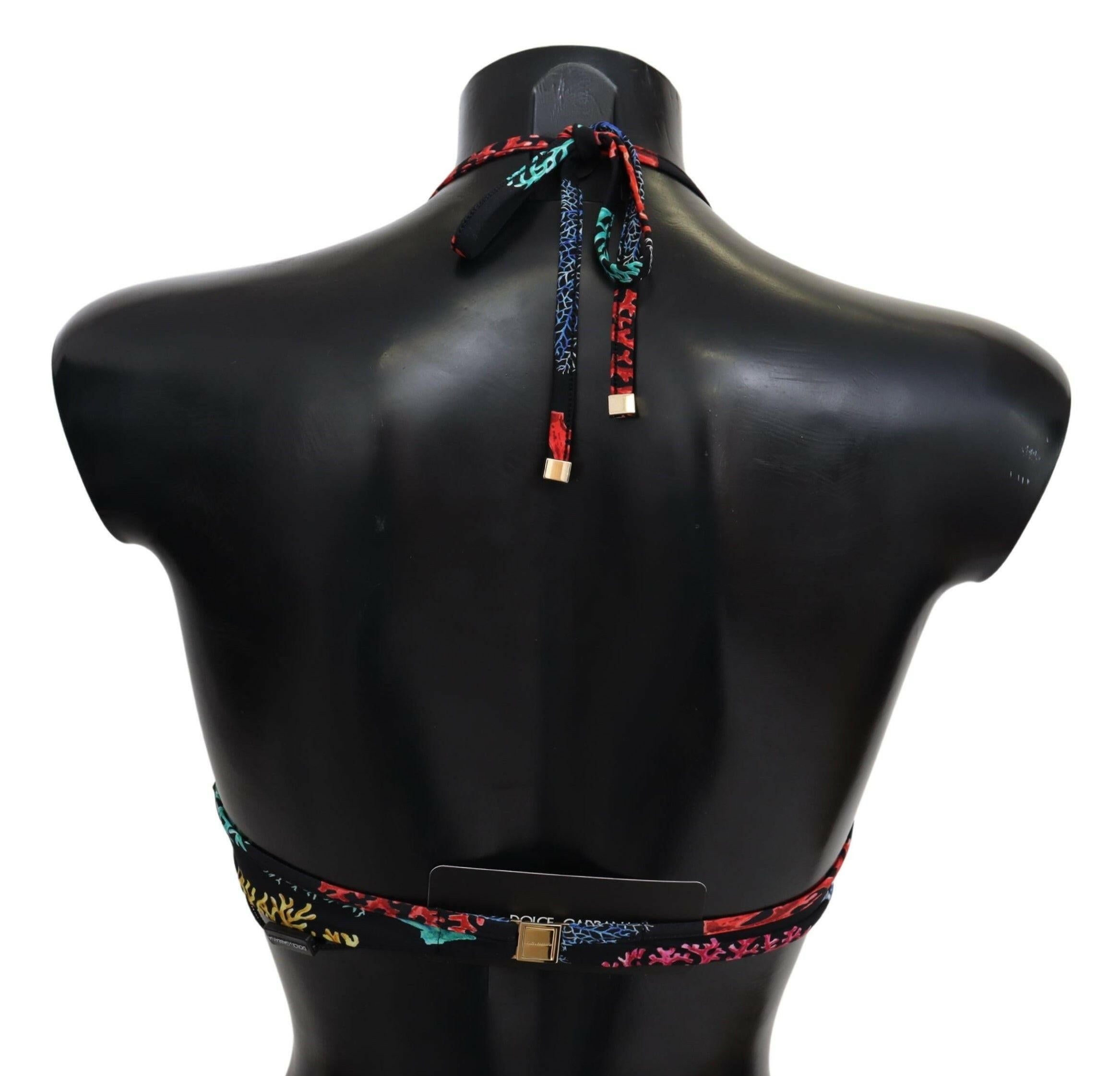 Dolce & Gabbana Black Corals Print Women Beachwear Bikini Tops -   -  Dolce & Gabbana.