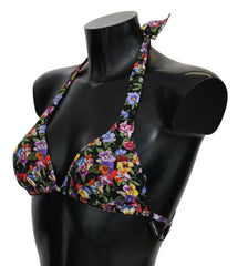 Dolce & Gabbana Black Floral Print Swimsuit Beachwear Bikini Tops -   -  Dolce & Gabbana.