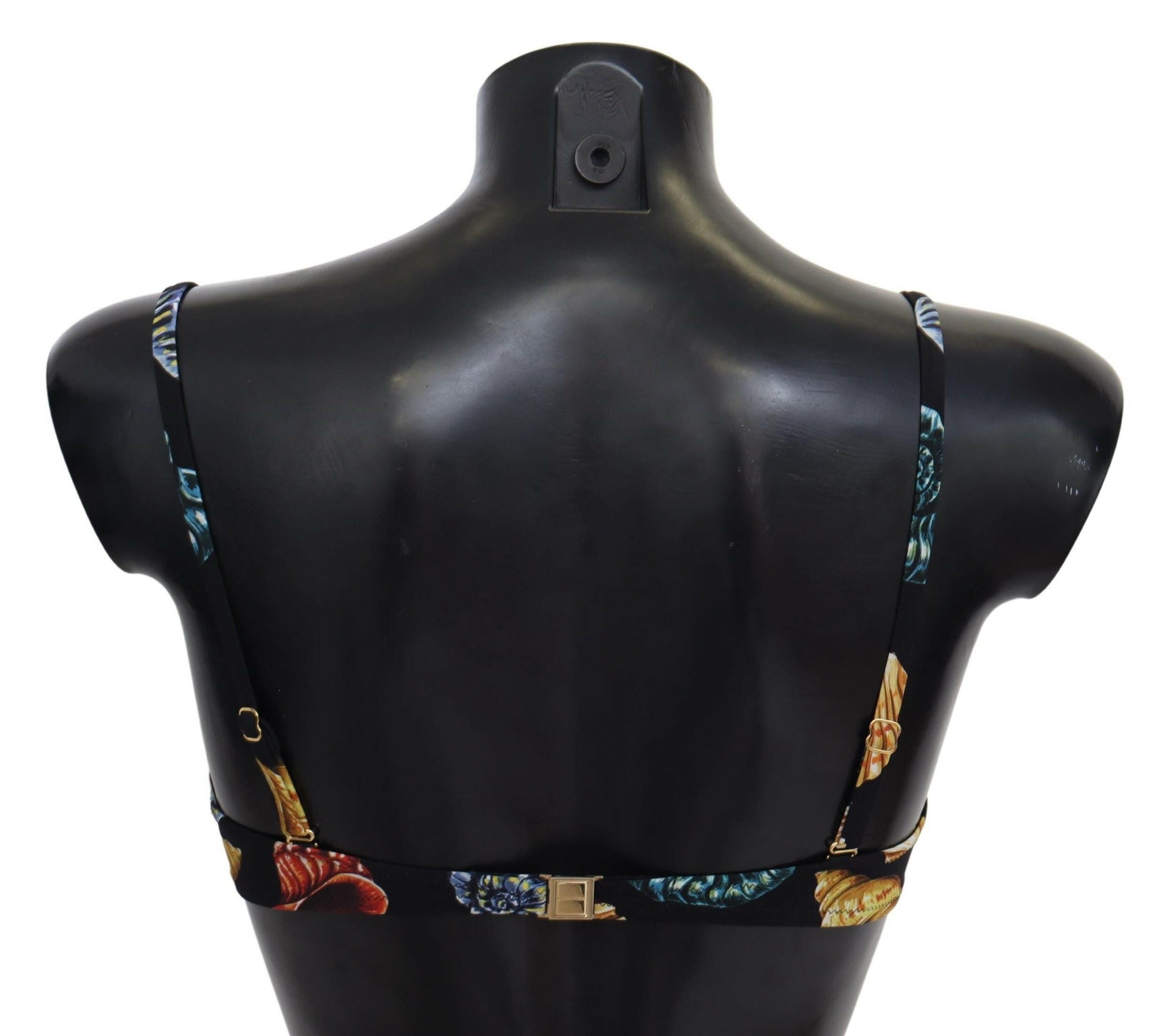 Dolce & Gabbana Black Seashells Print Women Swimwear Bikini Tops -   -  Dolce & Gabbana.