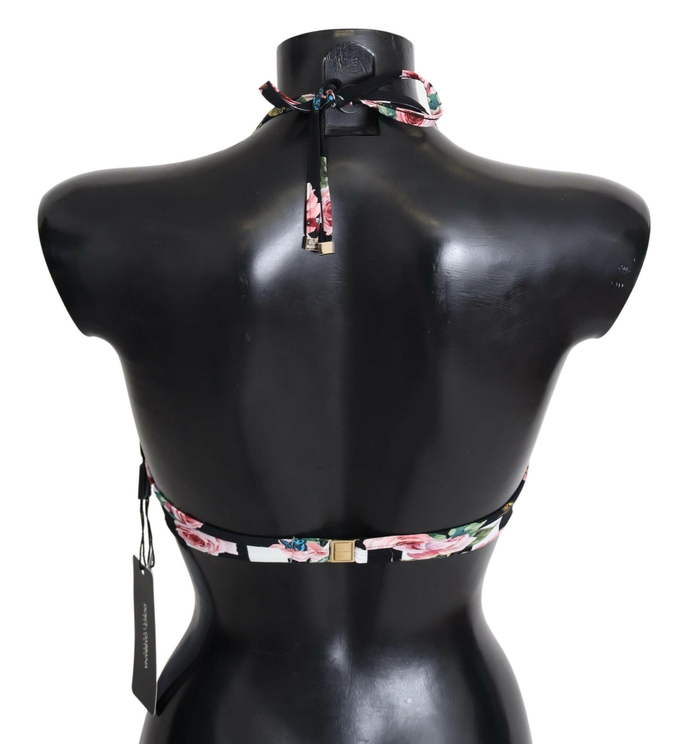Dolce & Gabbana Multicolor Striped Rose Print Swimwear Bikini Tops -   -  Dolce & Gabbana.