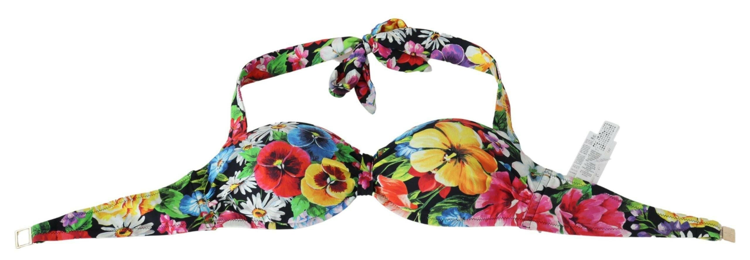 Dolce & Gabbana Multicolor Floral Print Swimwear Bikini Tops -   -  Dolce & Gabbana.