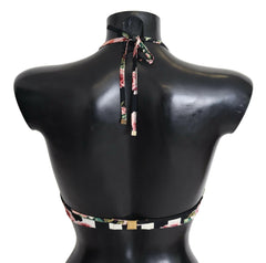Dolce & Gabbana Multicolor Striped Rose Print Swimwear Bikini Tops -   -  Dolce & Gabbana.