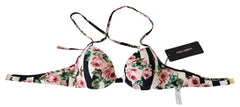 Dolce & Gabbana Multicolor Striped Rose Print Swimwear Bikini Tops -   -  Dolce & Gabbana.