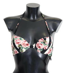 Dolce & Gabbana Multicolor Striped Rose Print Swimwear Bikini Tops -   -  Dolce & Gabbana.