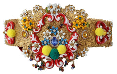 Dolce & Gabbana Embellished Floral Crystal Wide Waist Carretto Belt -   -  Dolce & Gabbana.