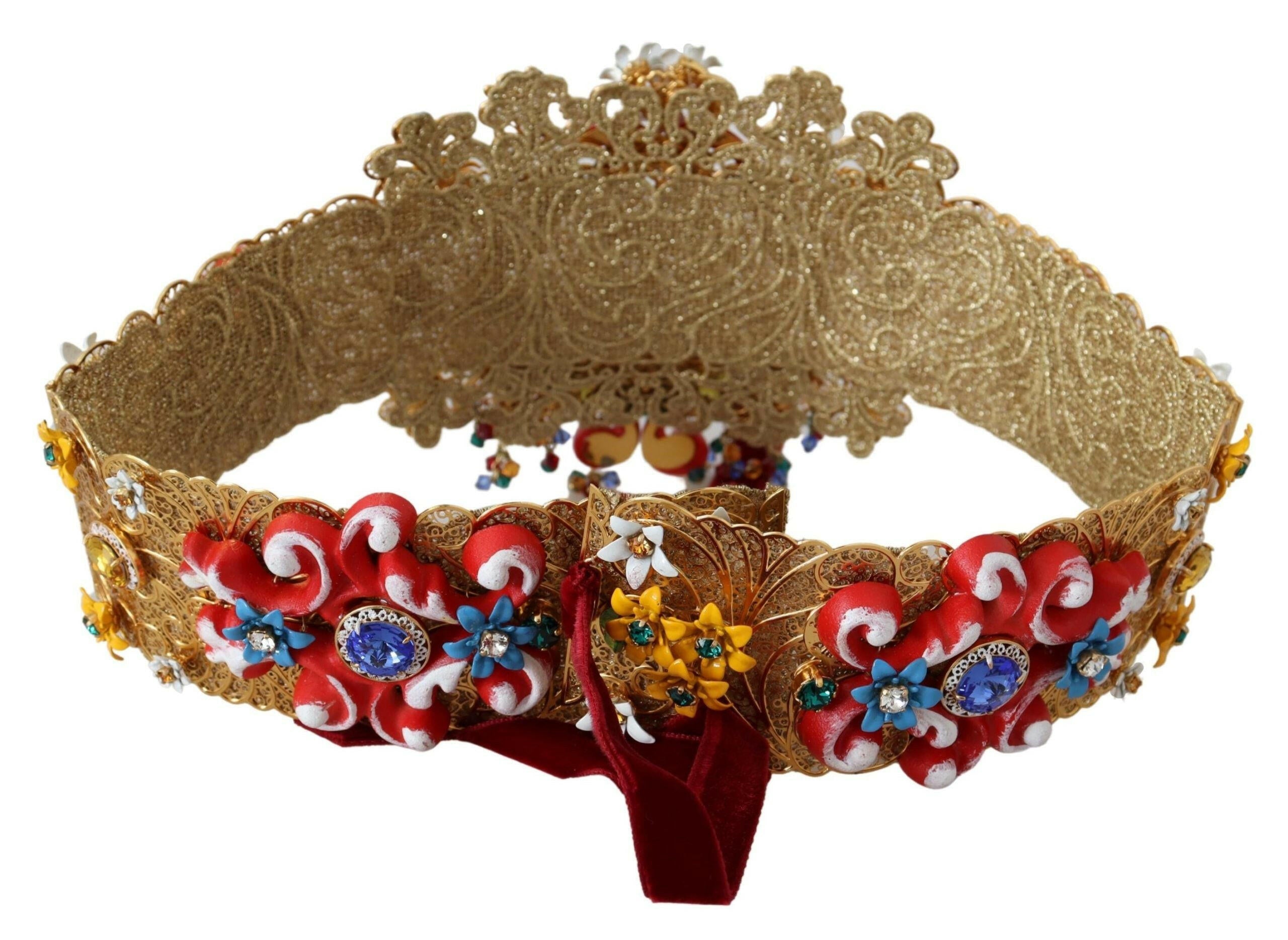 Dolce & Gabbana Embellished Floral Crystal Wide Waist Carretto Belt -   -  Dolce & Gabbana.