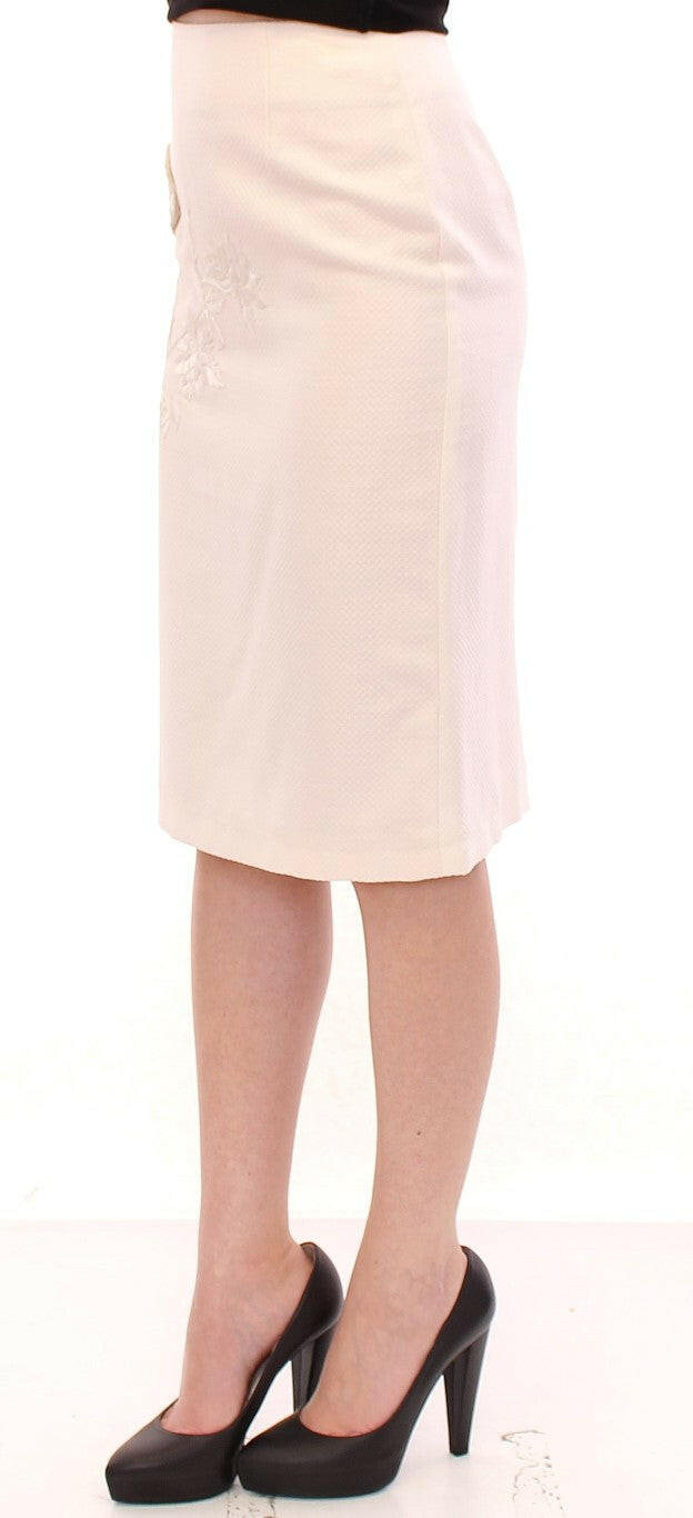Andrea Incontri White Cotton Floral Embroidery Skirt -   -  Andrea Incontri.