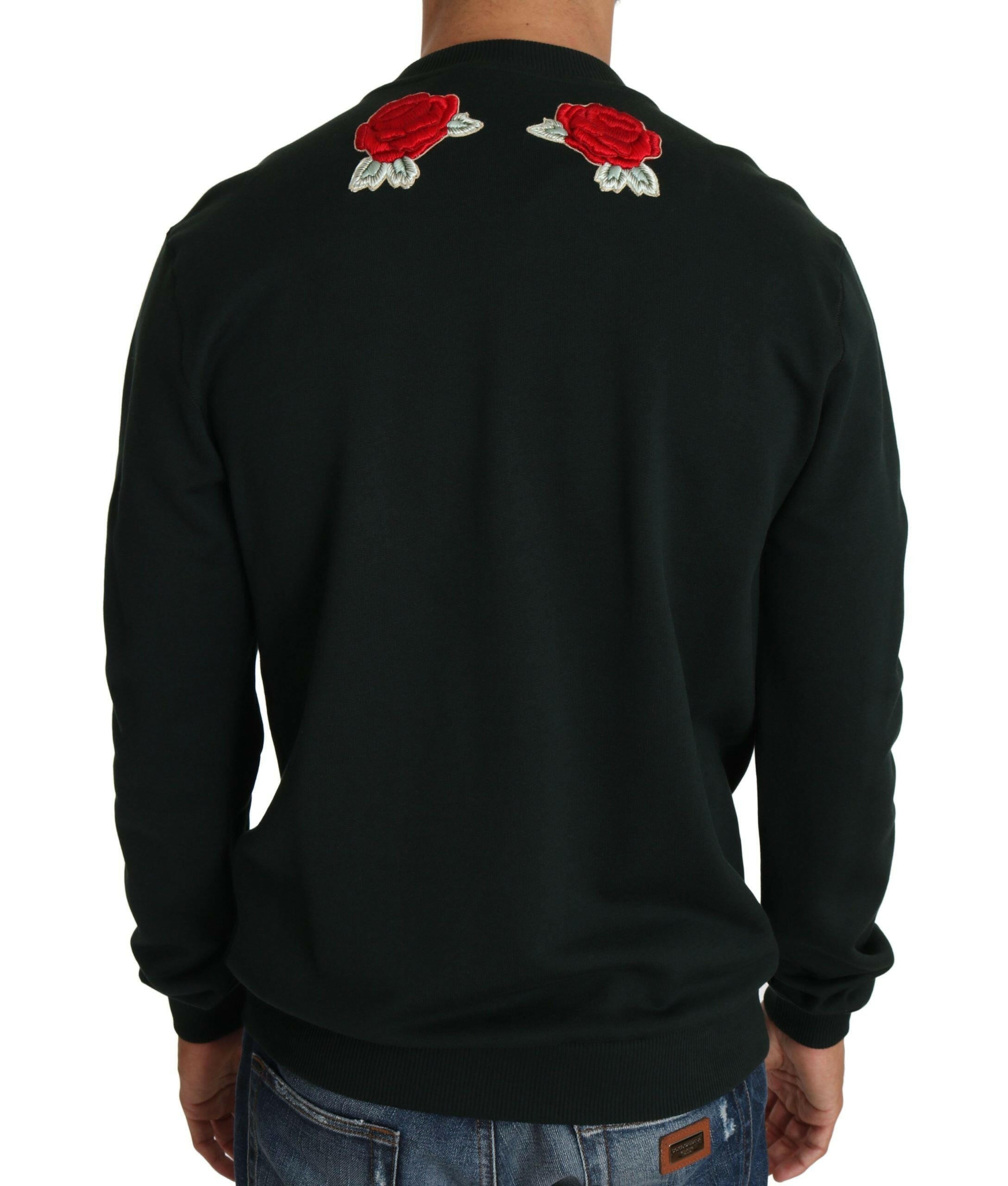 Dolce & Gabbana Green Crystal Heart Roses Gun Sweater -   -  Dolce & Gabbana.