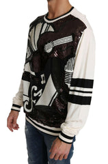 Dolce & Gabbana White Jazz Sequined Guitar Pullover Top Sweater -   -  Dolce & Gabbana.