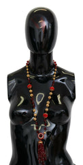 Dolce & Gabbana Gold Tone Brass Red Crystals Pendant Opera Chain  Necklace -   -  Dolce & Gabbana.