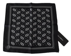 Dolce & Gabbana Black Patterned Square Scarf  Silk  Handkerchief -  Mens Handkerchief -  Dolce & Gabbana.