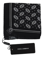 Dolce & Gabbana Black Patterned Square Scarf  Silk  Handkerchief -  Mens Handkerchief -  Dolce & Gabbana.