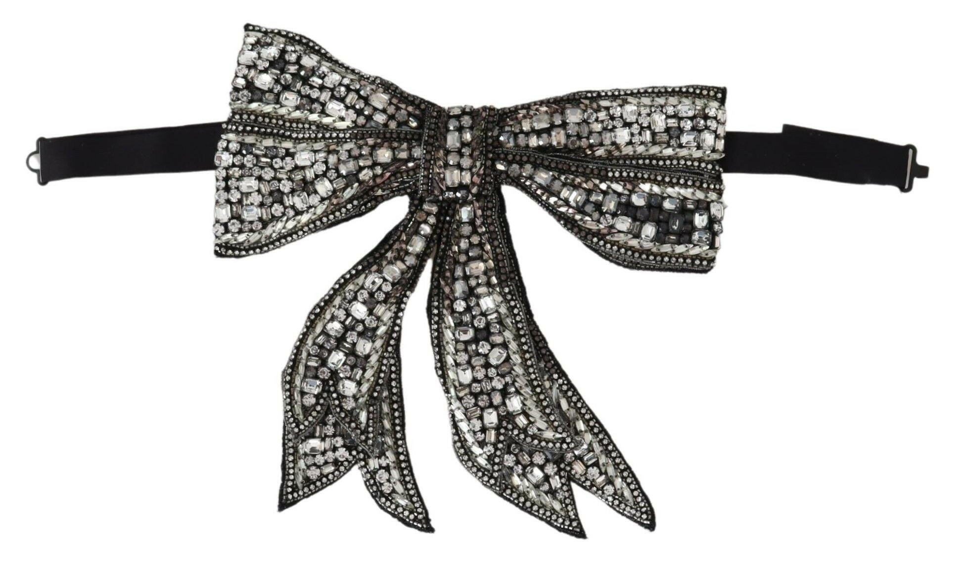 Dolce & Gabbana Silver Crystal Beaded Sequined Catwalk Necklace Bowtie -   -  Dolce & Gabbana.