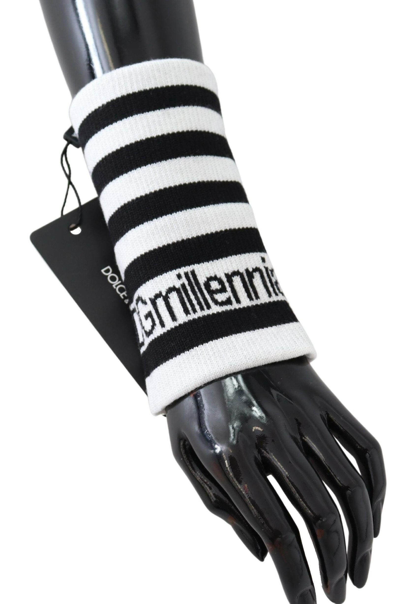Dolce & Gabbana Black White Wool DGMillennials Wristband Wrap -   -  Dolce & Gabbana.