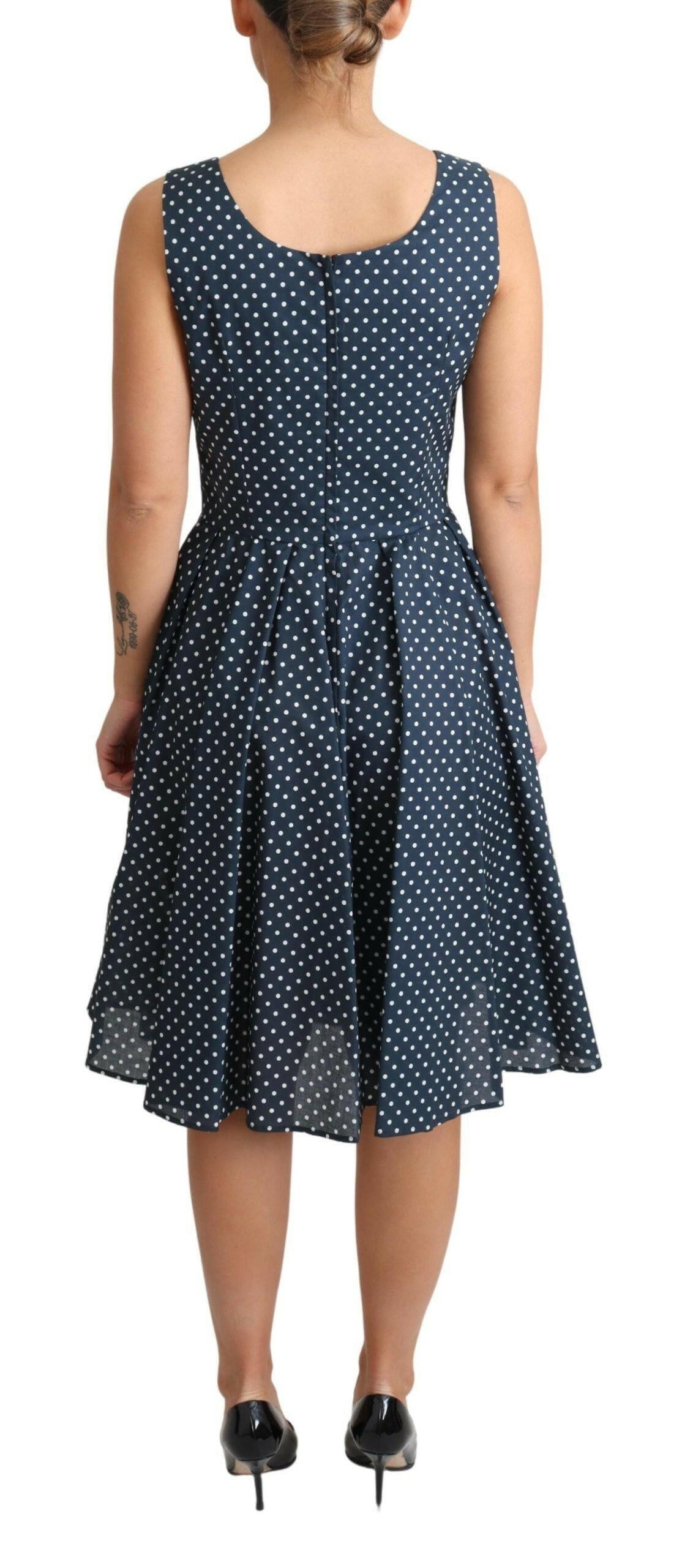 Dolce & Gabbana Blue Dotted Cotton A-Line Gown Dress -   -  Dolce & Gabbana.
