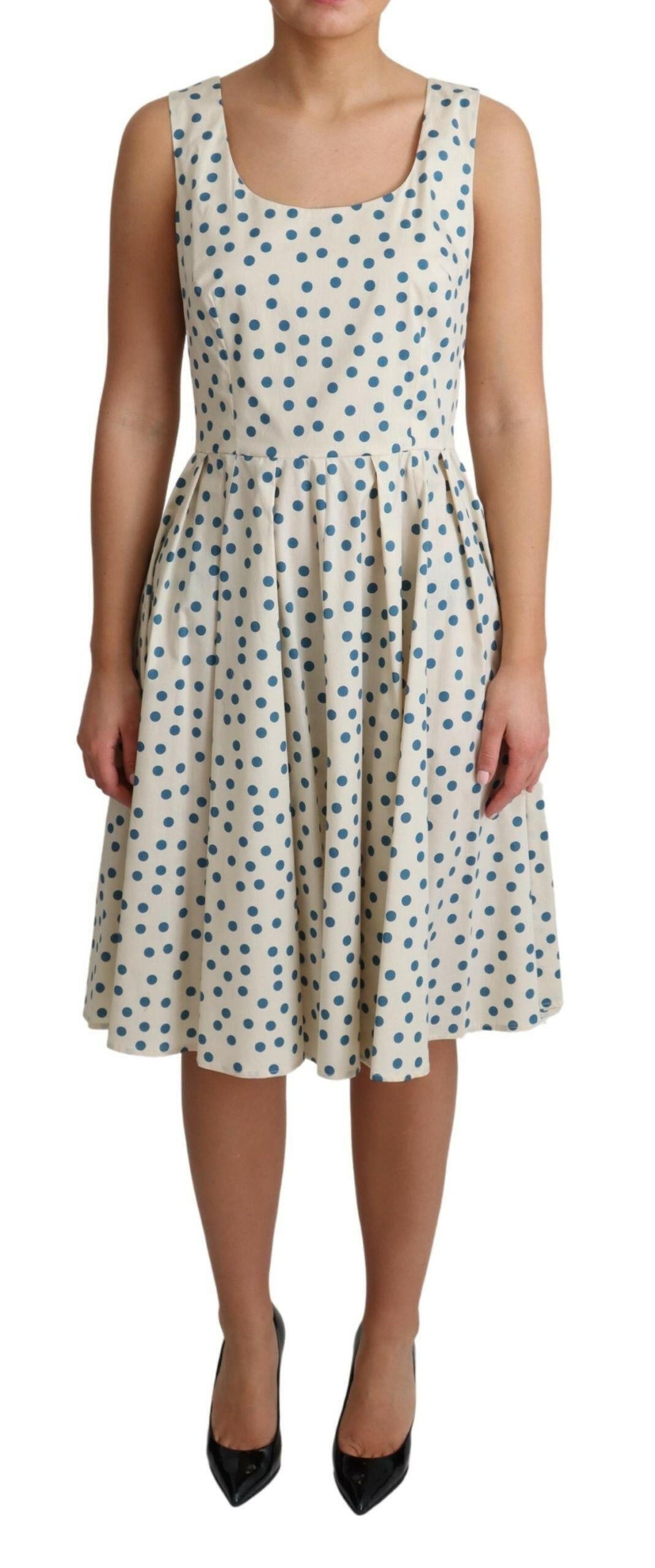 Dolce & Gabbana Beige Dotted Cotton A-Line Gown Dress -   -  Dolce & Gabbana.