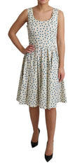 Dolce & Gabbana Beige Dotted Cotton A-Line Gown Dress -   -  Dolce & Gabbana.