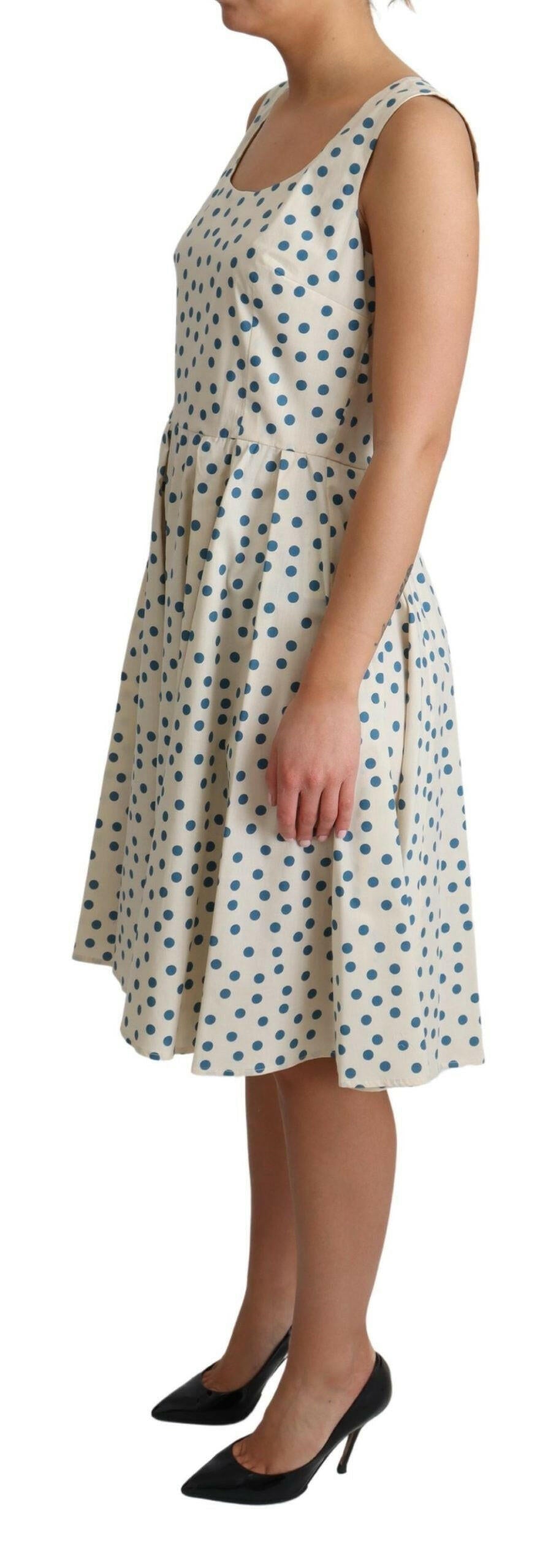 Dolce & Gabbana Beige Dotted Cotton A-Line Gown Dress -   -  Dolce & Gabbana.