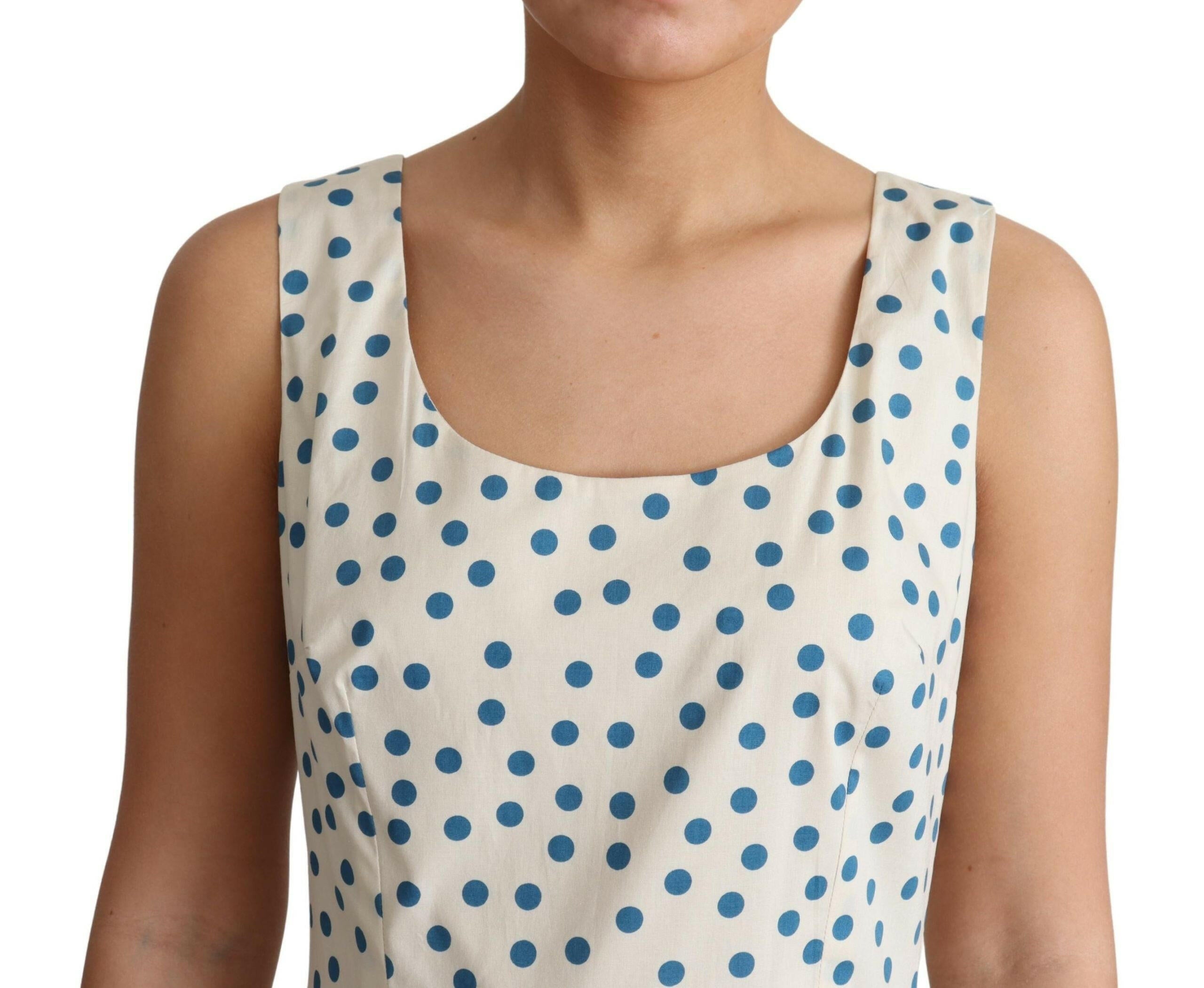 Dolce & Gabbana Beige Dotted Cotton A-Line Gown Dress -   -  Dolce & Gabbana.