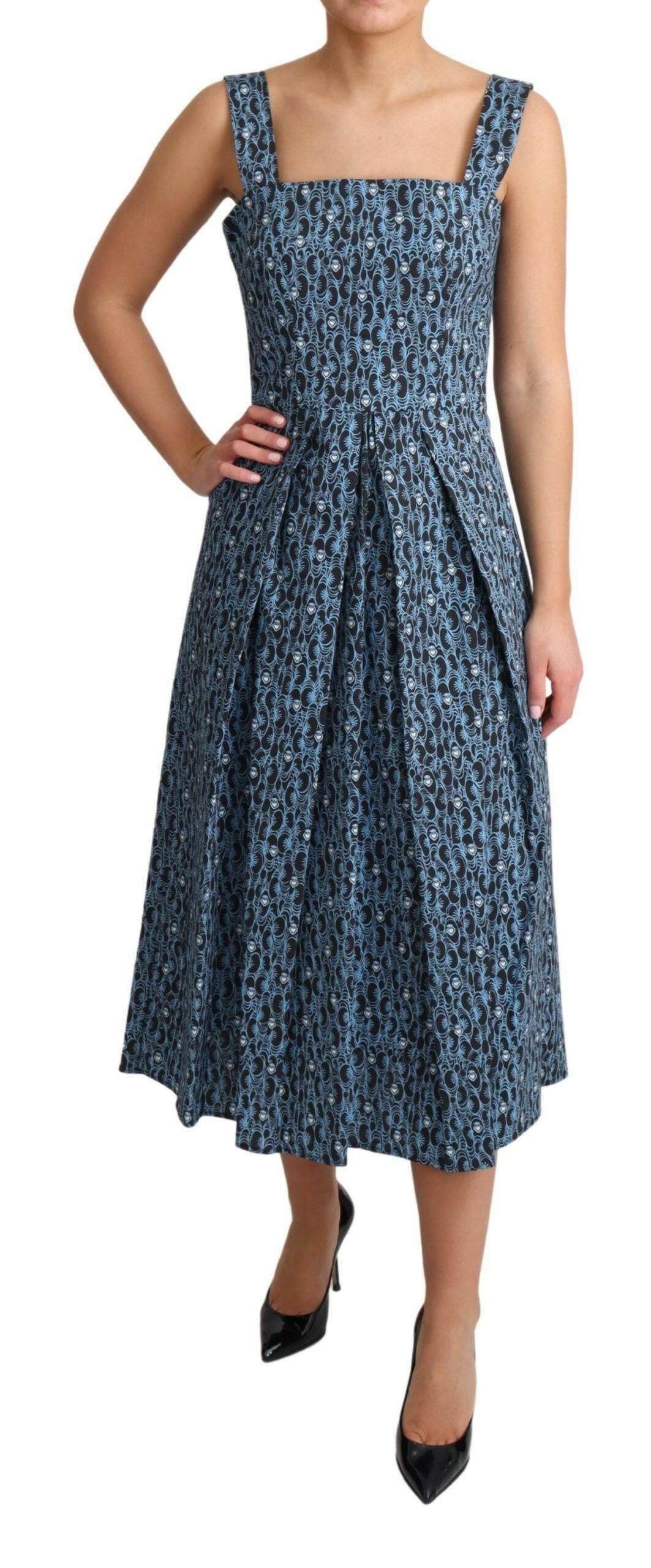 Dolce & Gabbana Blue Heart Cotton A-Line Stretch Dress -   -  Dolce & Gabbana.