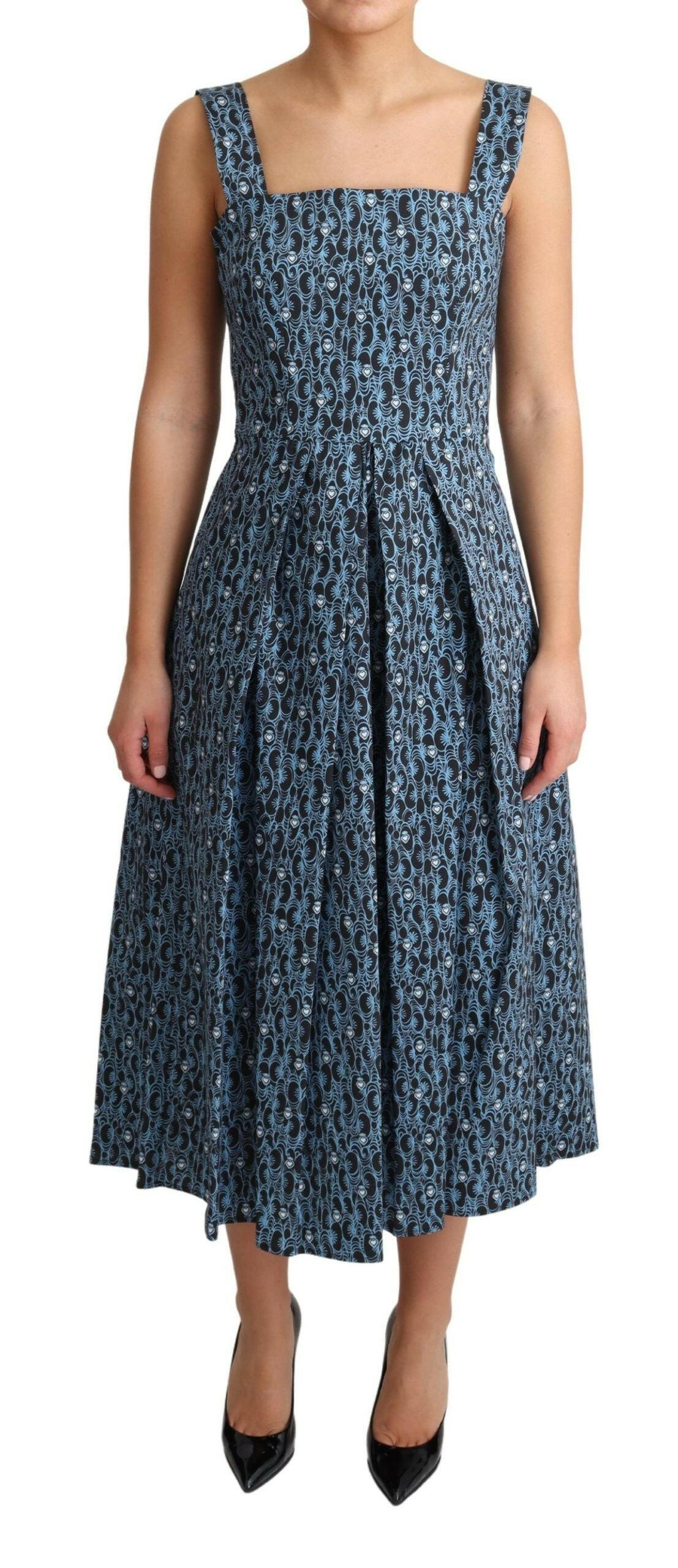 Dolce & Gabbana Blue Heart Cotton A-Line Stretch Dress -   -  Dolce & Gabbana.