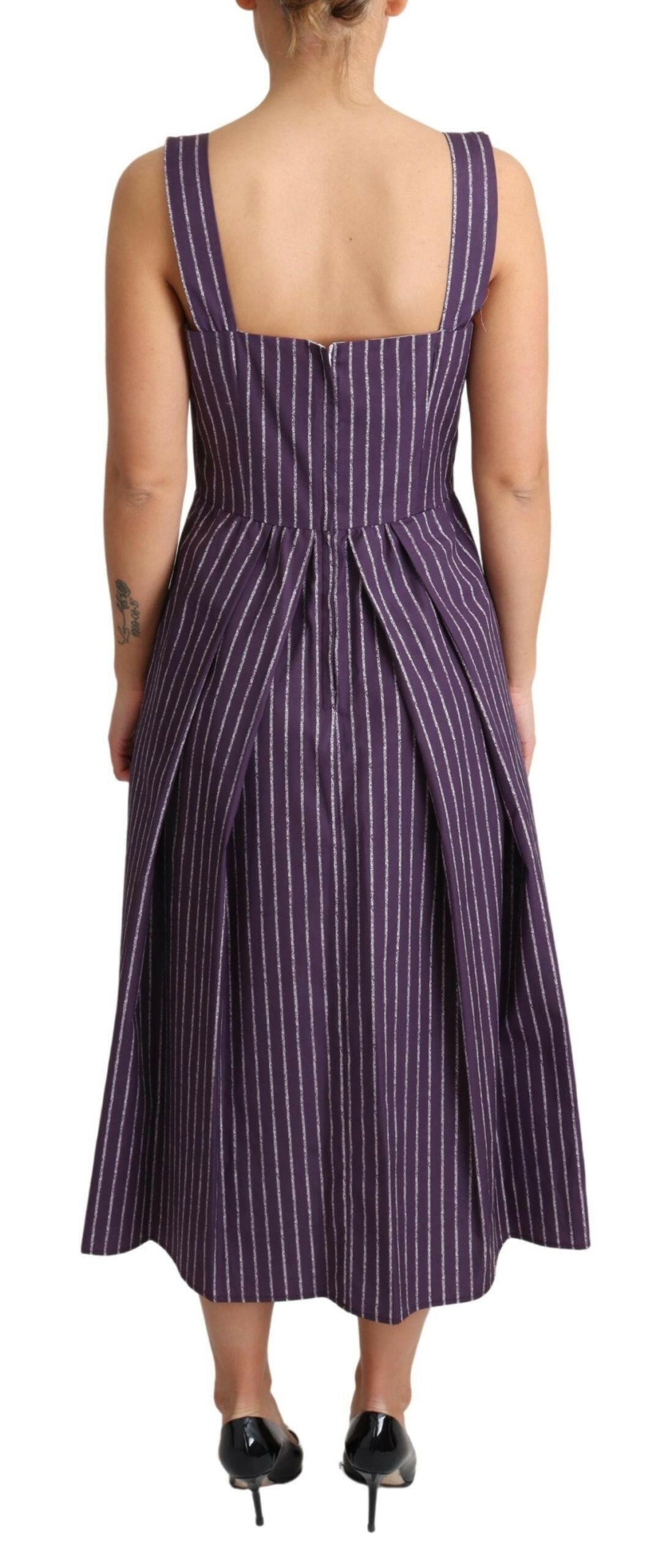 Dolce & Gabbana Purple Striped Cotton A-Line Stretch Dress -   -  Dolce & Gabbana.