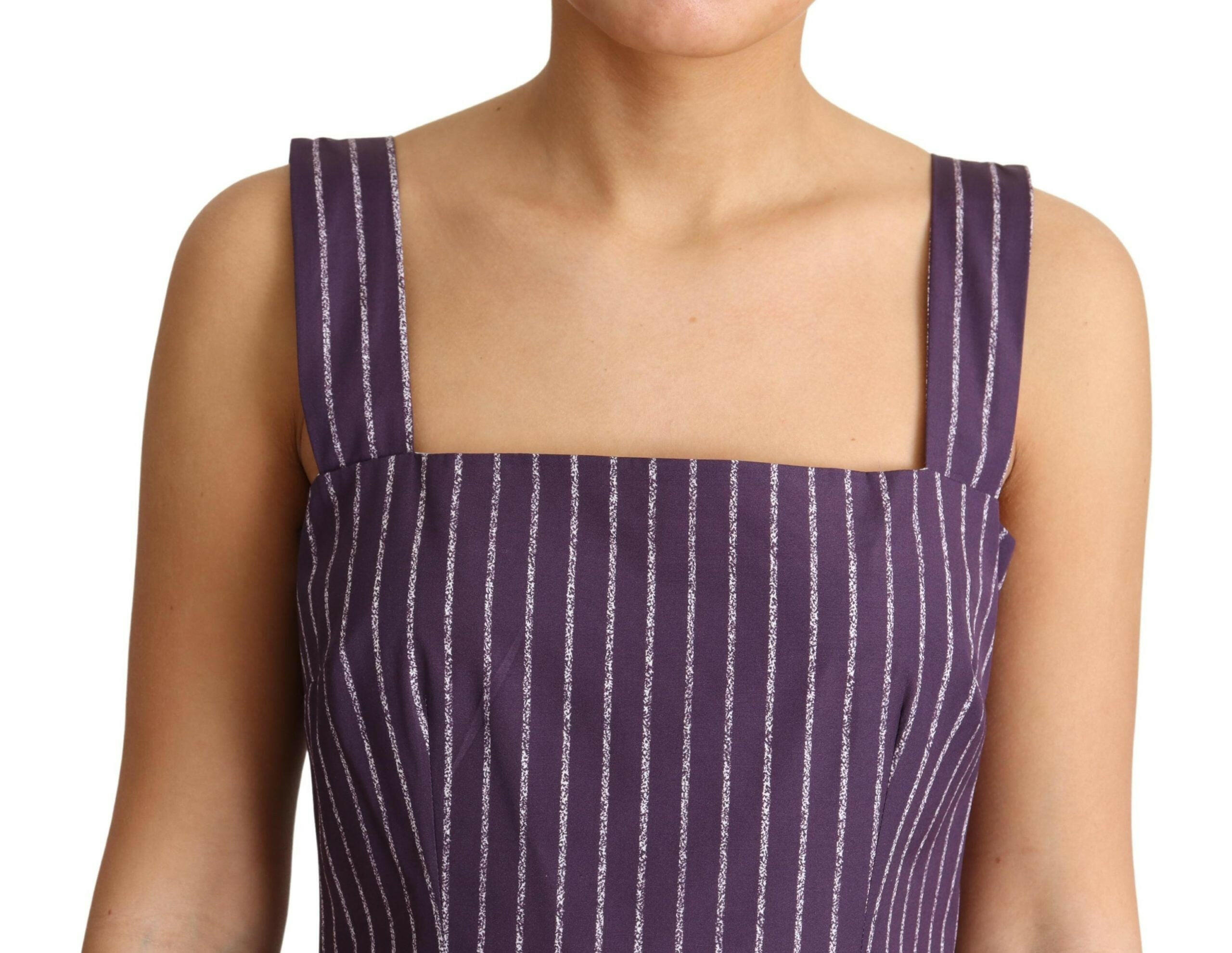 Dolce & Gabbana Purple Striped Cotton A-Line Stretch Dress -   -  Dolce & Gabbana.