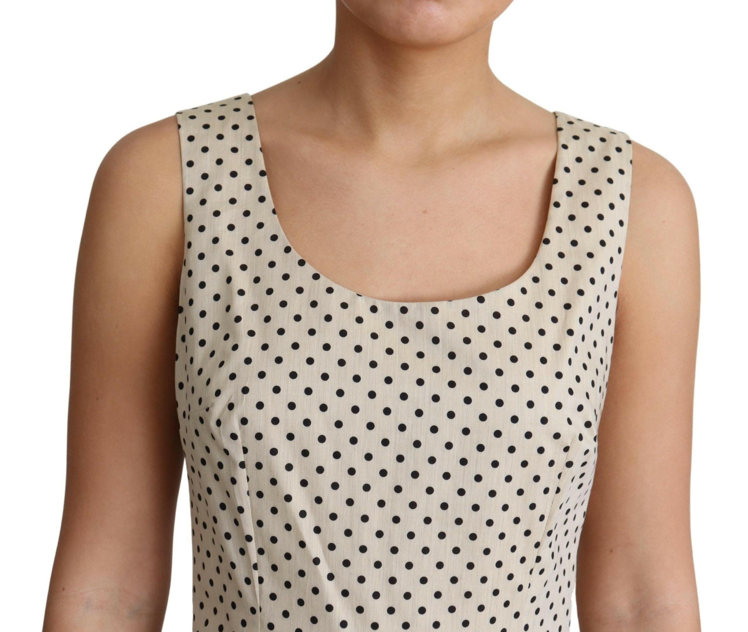 Dolce & Gabbana Beige Polka Dotted Cotton A-Line Dress -   -  Dolce & Gabbana.