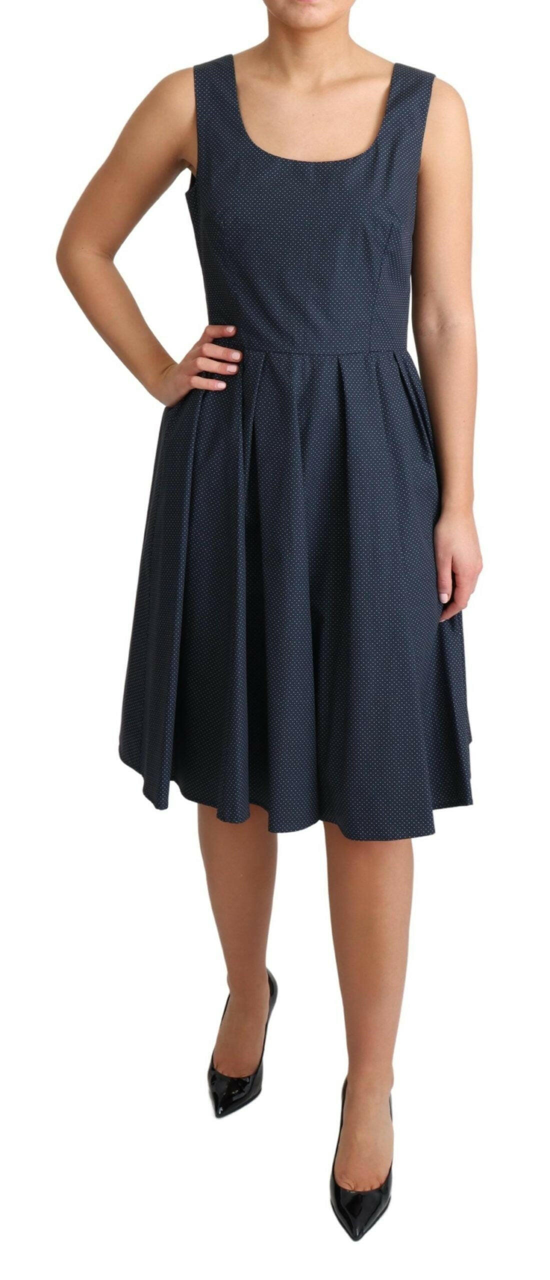 Dolce & Gabbana Blue Polka Dotted Cotton A-Line Dress -   -  Dolce & Gabbana.