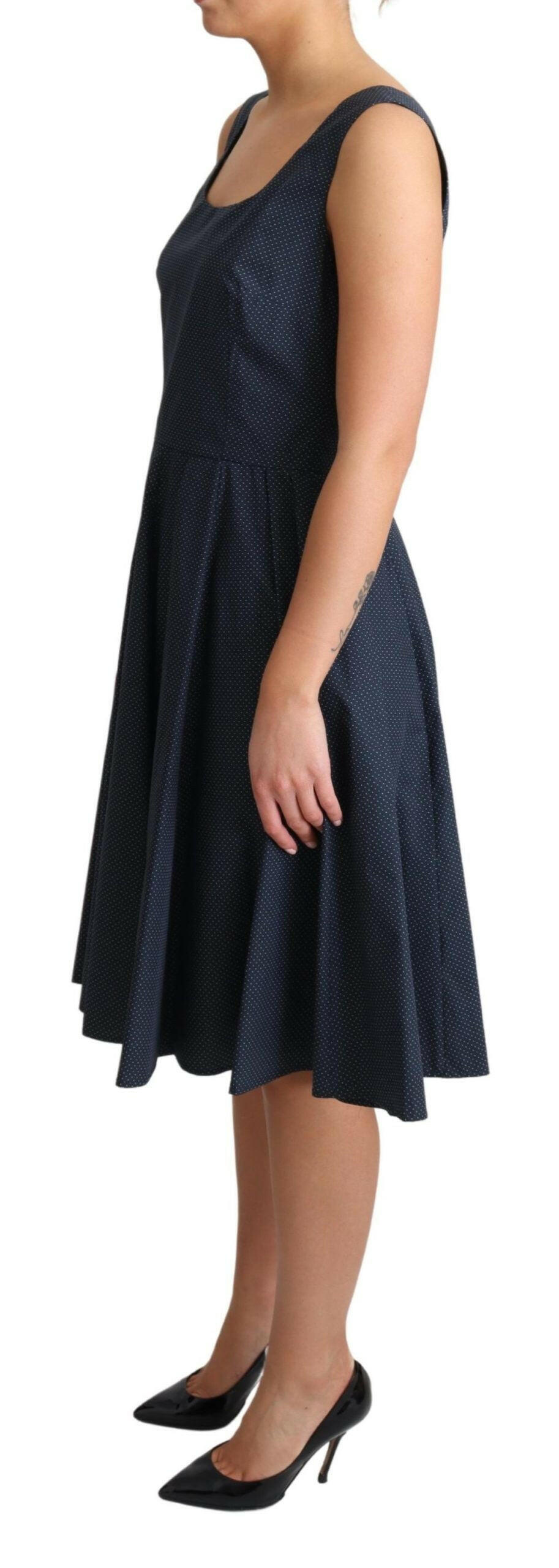 Dolce & Gabbana Blue Polka Dotted Cotton A-Line Dress -   -  Dolce & Gabbana.