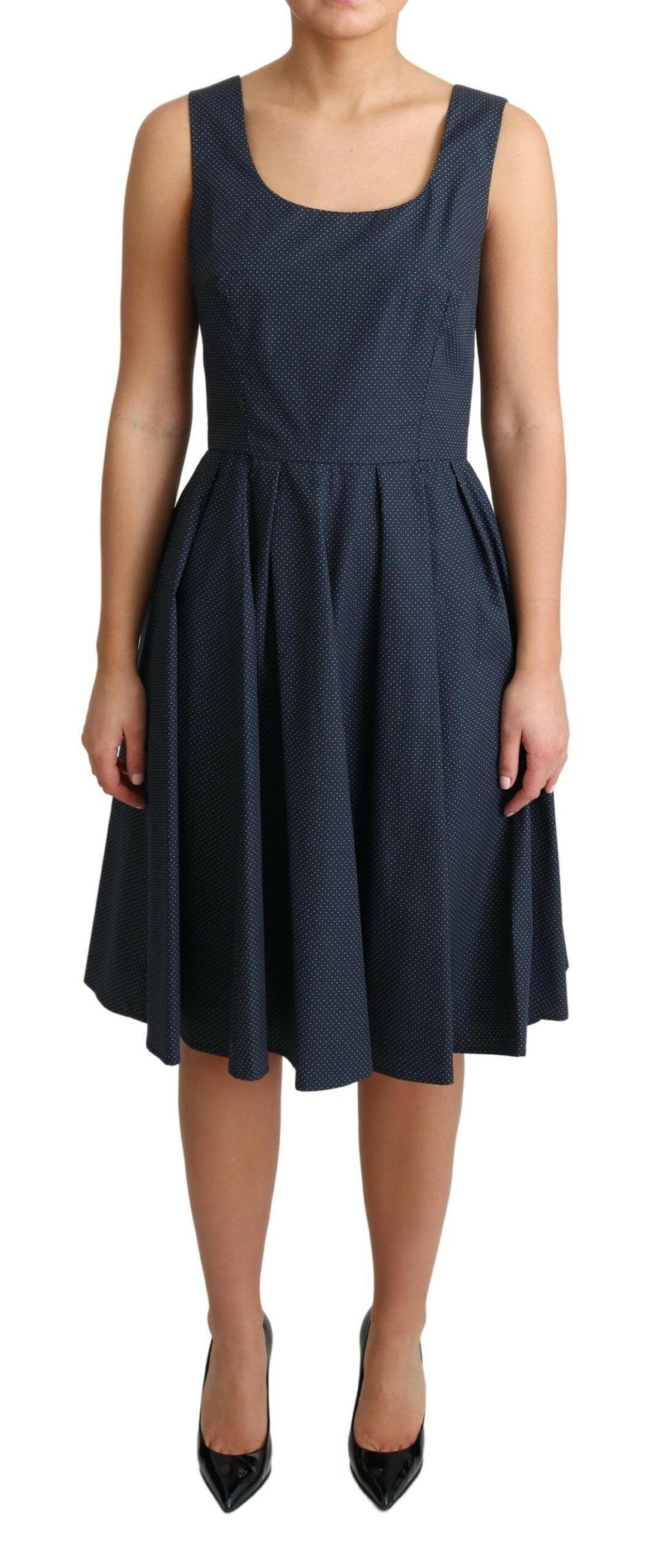 Dolce & Gabbana Blue Polka Dotted Cotton A-Line Dress -   -  Dolce & Gabbana.