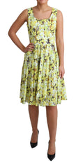 Dolce & Gabbana Yellow Floral Cotton Stretch Gown Dress -   -  Dolce & Gabbana.
