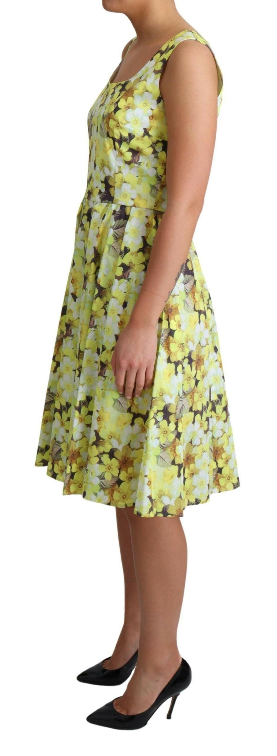 Dolce & Gabbana Yellow Floral Cotton Stretch Gown Dress -   -  Dolce & Gabbana.