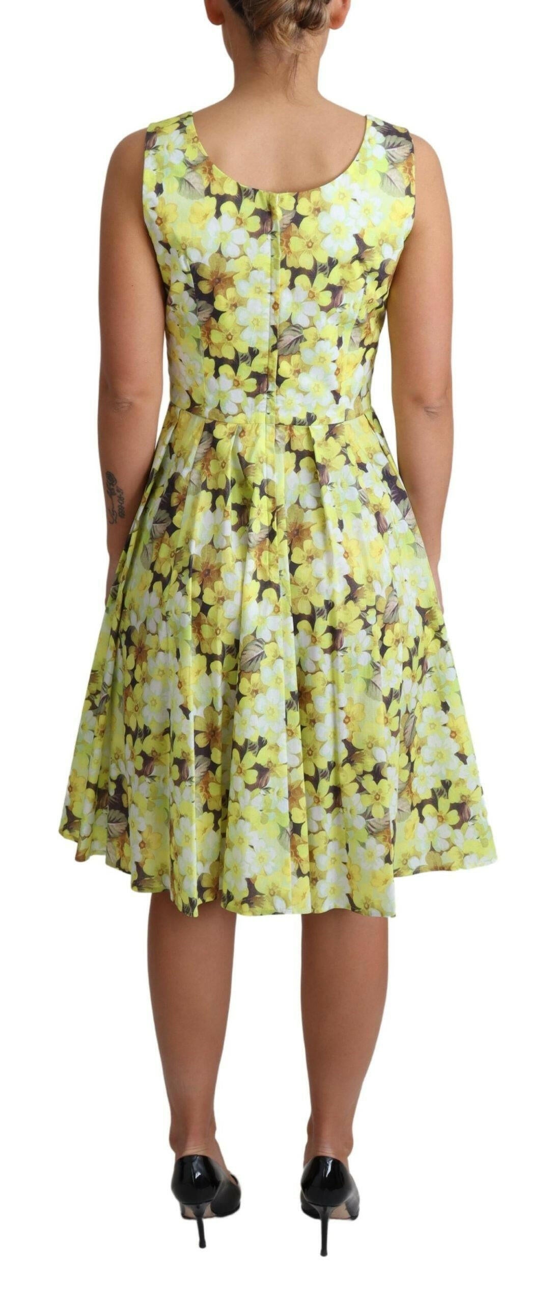 Dolce & Gabbana Yellow Floral Cotton Stretch Gown Dress -   -  Dolce & Gabbana.