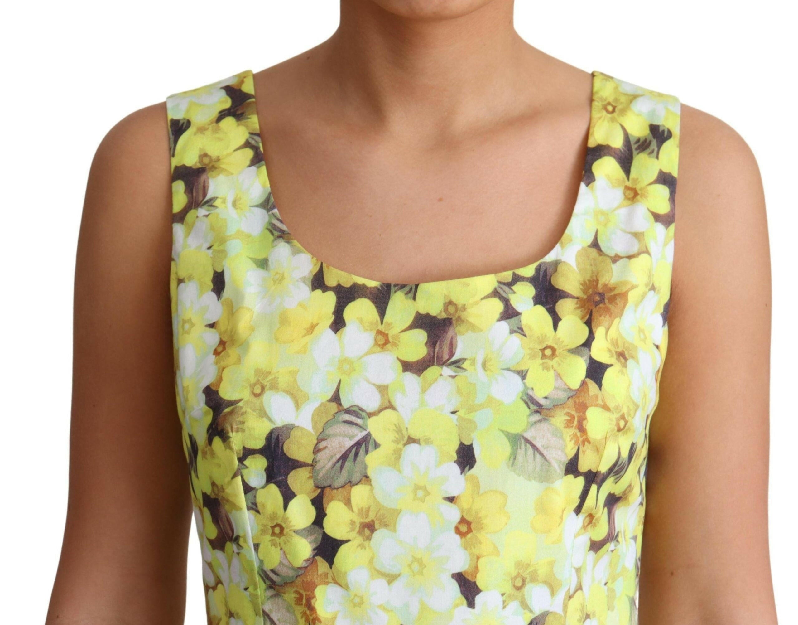Dolce & Gabbana Yellow Floral Cotton Stretch Gown Dress -   -  Dolce & Gabbana.