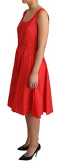 Dolce & Gabbana Red Polka Dotted Cotton A-Line  Dress -   -  Dolce & Gabbana.