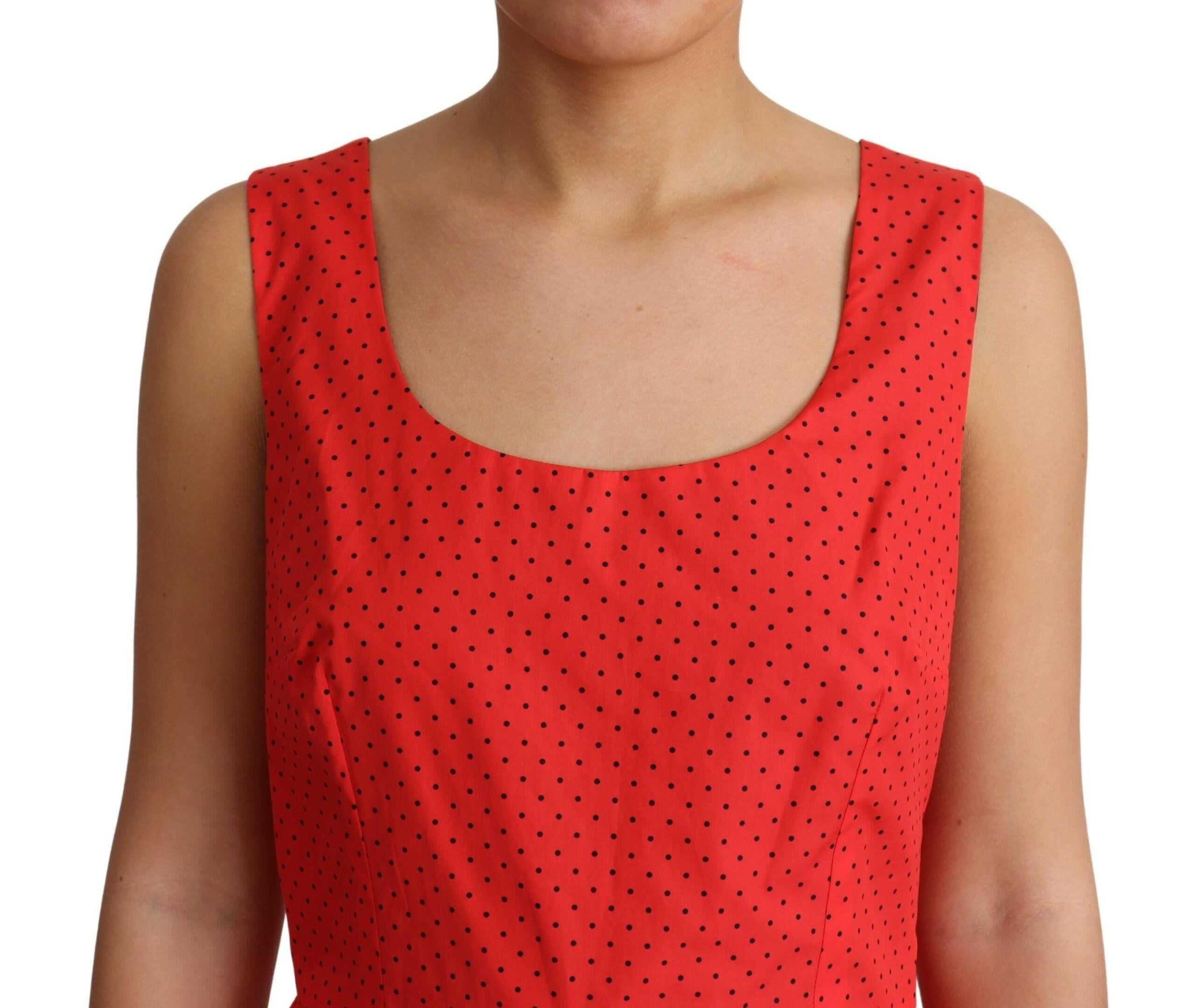 Dolce & Gabbana Red Polka Dotted Cotton A-Line  Dress -   -  Dolce & Gabbana.