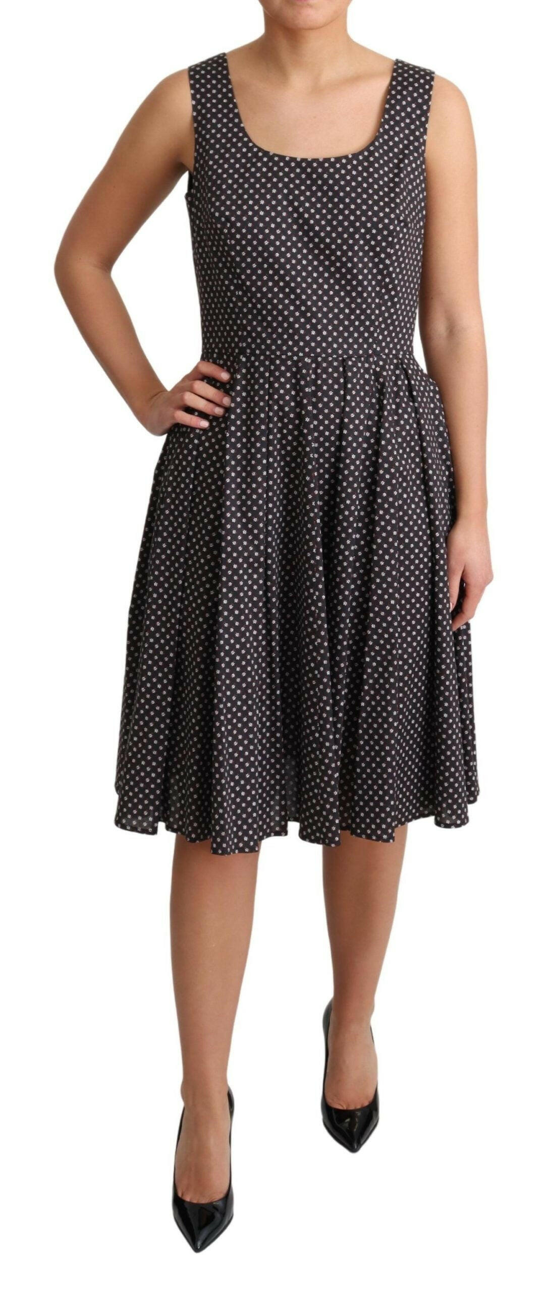 Dolce & Gabbana Black Floral Cotton A-Line Stretch Dress -   -  Dolce & Gabbana.