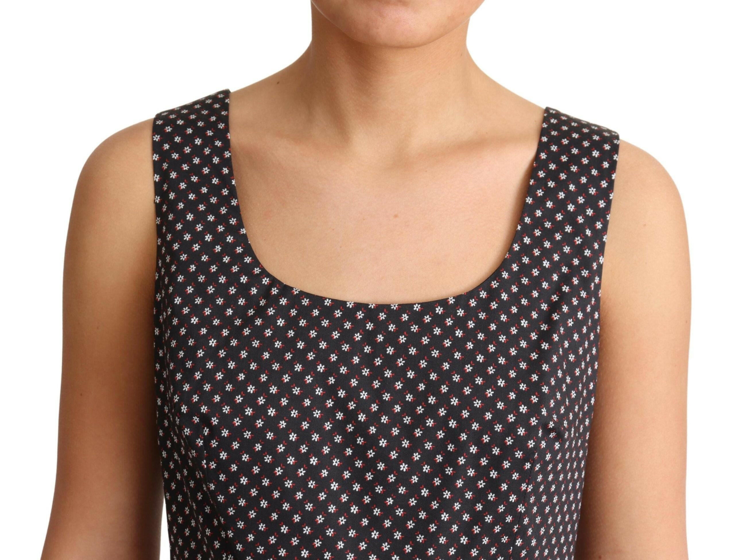 Dolce & Gabbana Black Floral Cotton A-Line Stretch Dress -   -  Dolce & Gabbana.