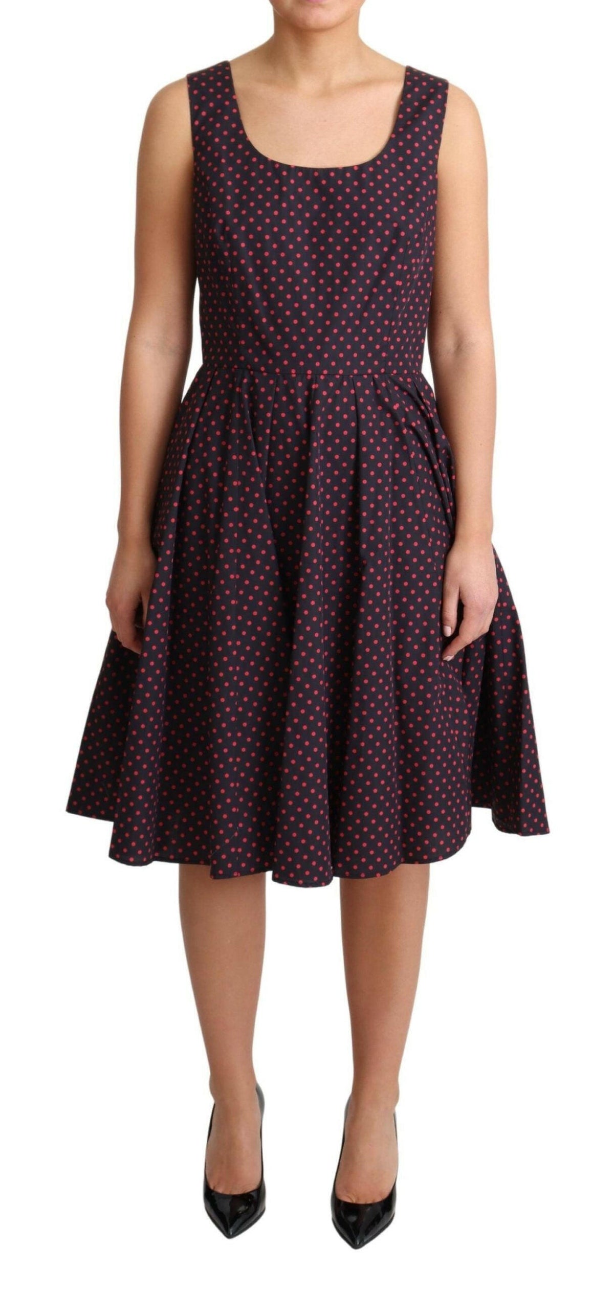 Dolce & Gabbana Red Blue Polka Cotton A-Line Gown Dress -   -  Dolce & Gabbana.